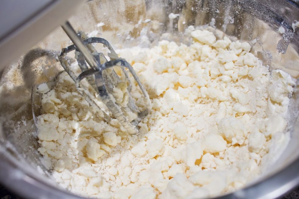 You should get a sandy, crumbly texture to your batter.
