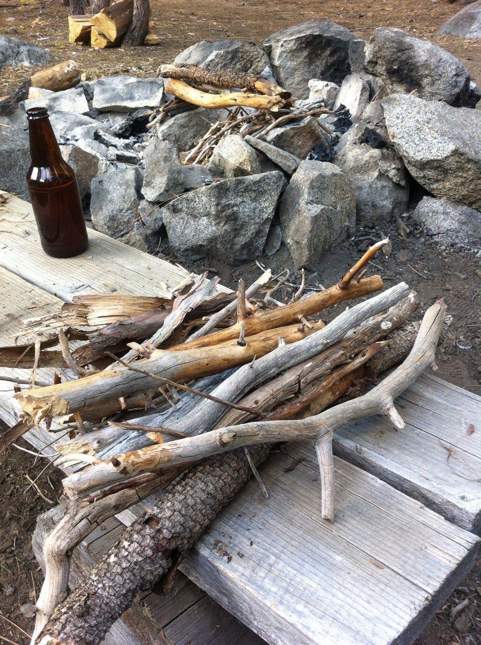 you should have a decent amount of larger sticks left, if you don't, get back to gathering.