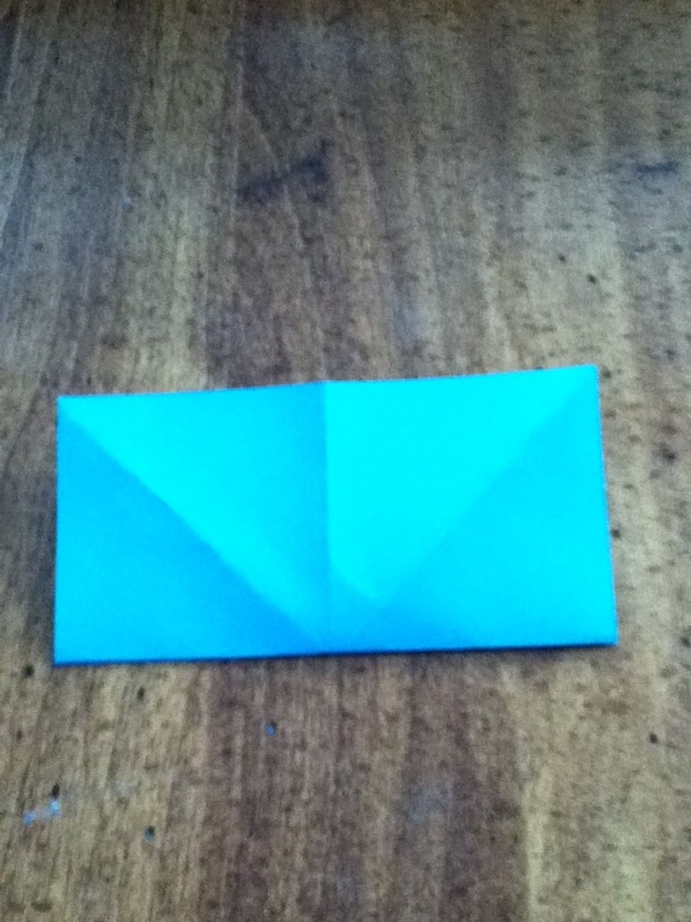 You should have a V, with the bottom point facing you.