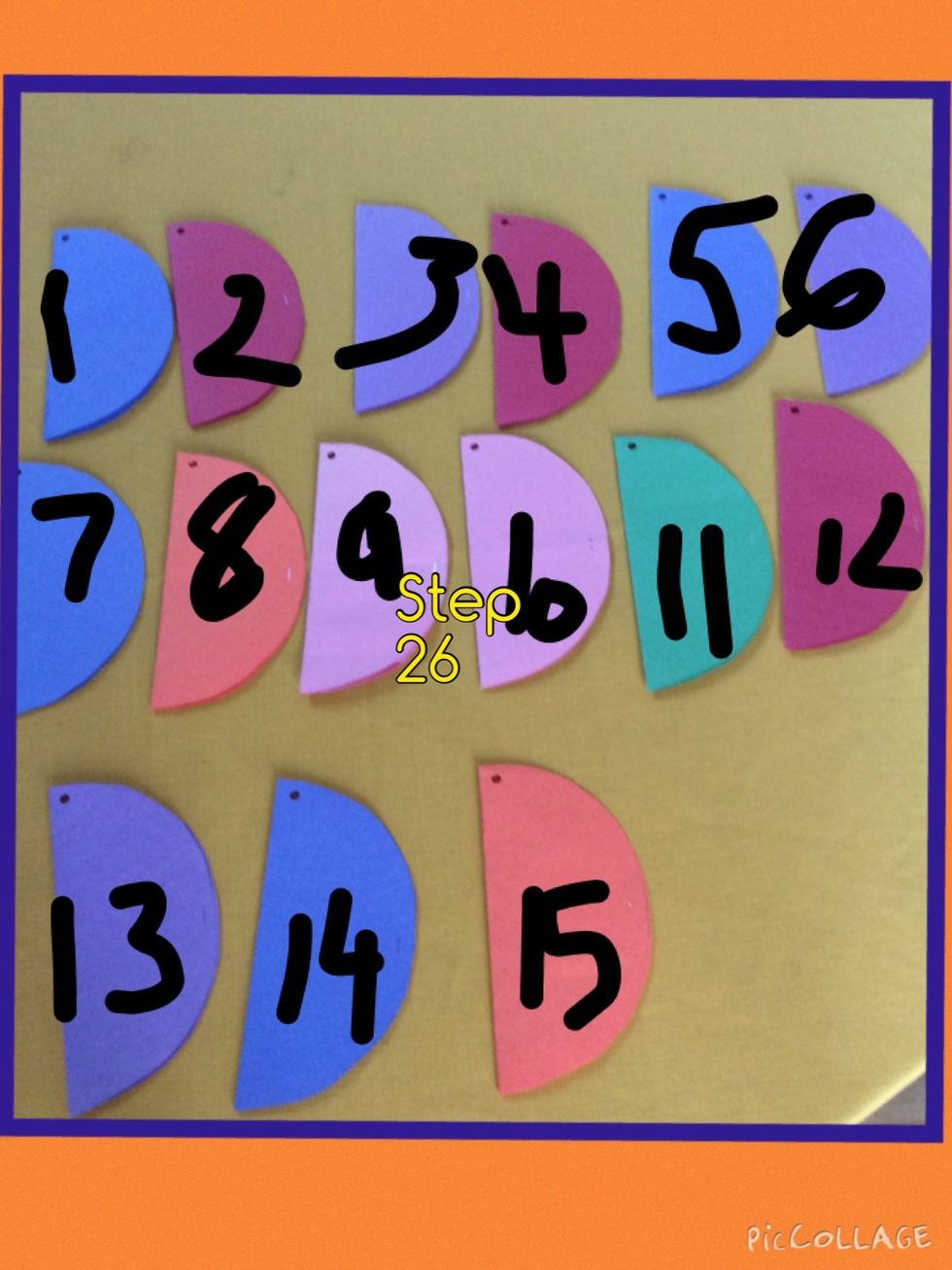 You should have half circles that are stapled in the middle ,with holes on top.