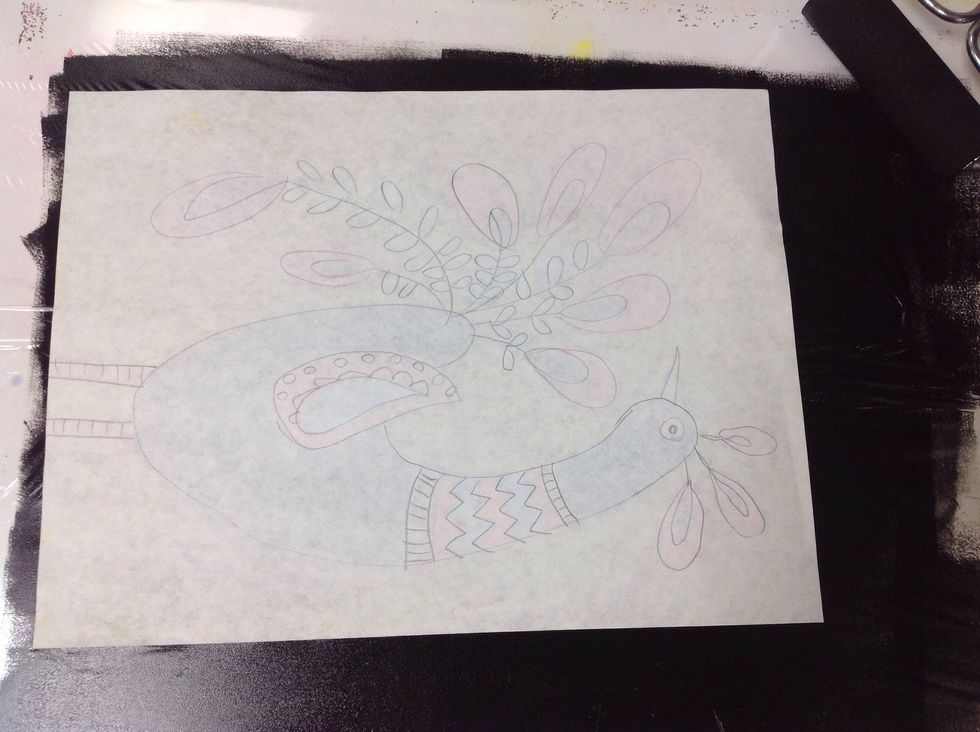 You should see the lines on the opposite side.Do NOT rest you hand or arm on the paper!