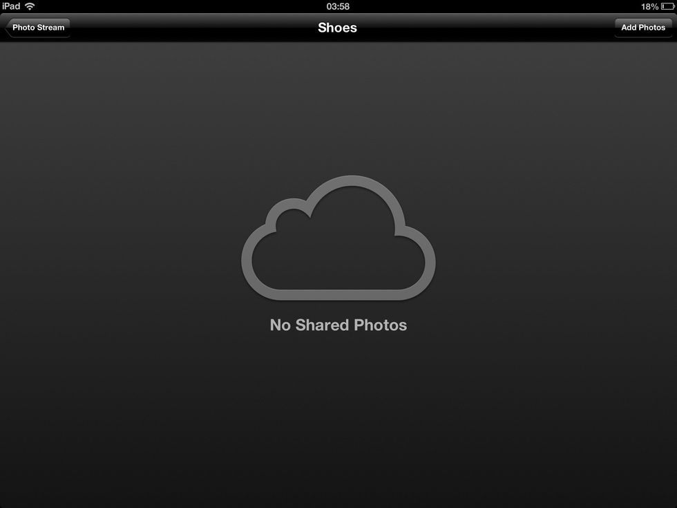 You should see this screen tap add photos on the main menu bar