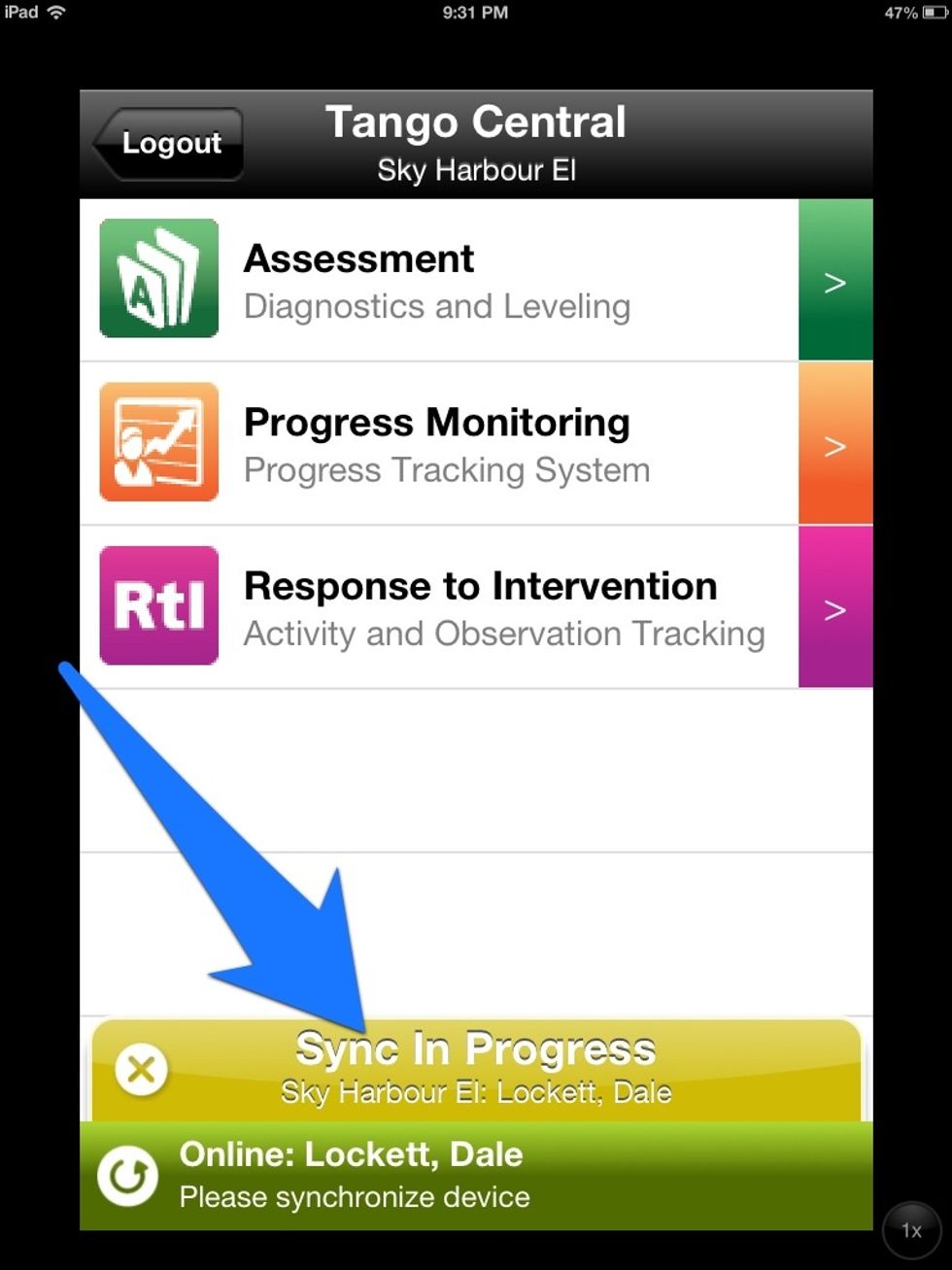 You should see this screen while the sync is in progress