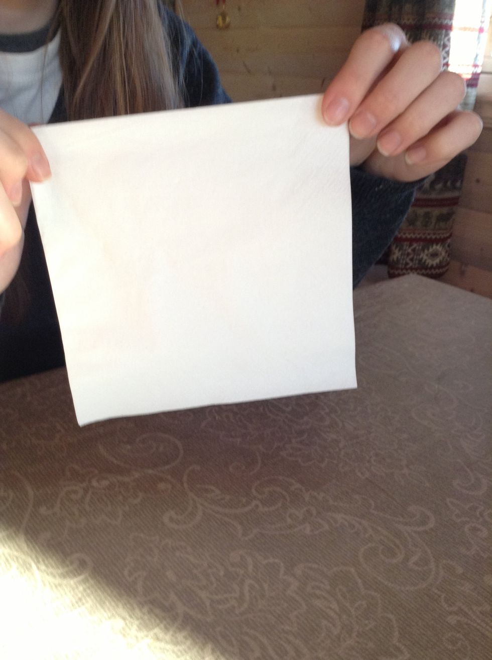 You start with the napkin in your hands.