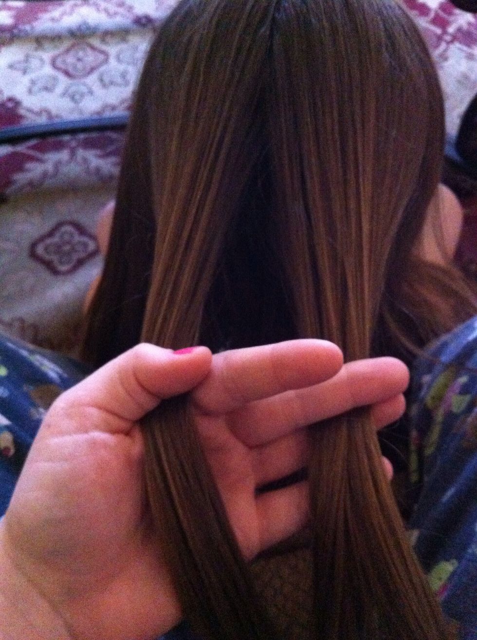 You start with two pieces of hair like a regular fishtail but its on the crown of your head!!!