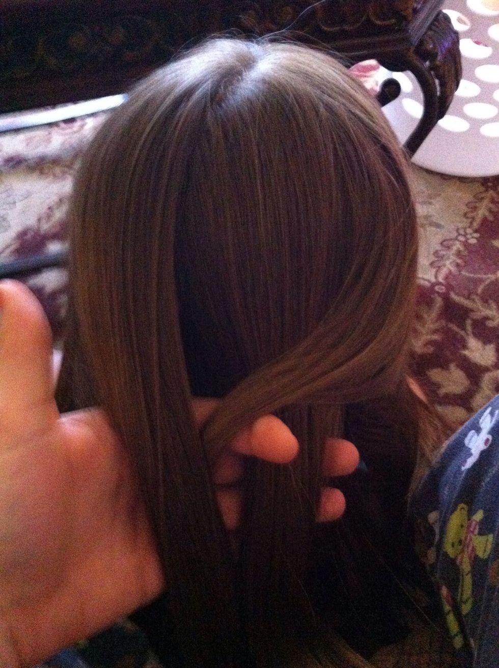 You take a side piece and cross it over your original right piece!