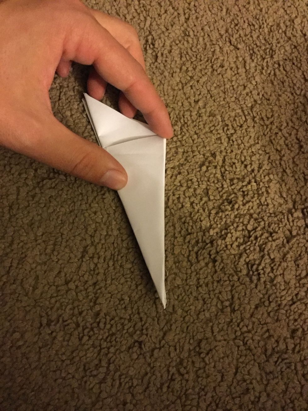 You then fold the two sides together...Make sure to have only the one crease on the outside.