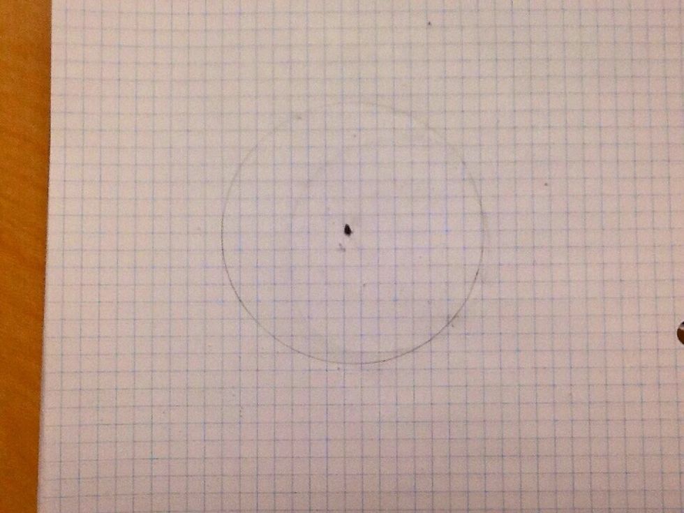 You then must find the centre of the circle, you can do this by seeing where the sharp part of your compass is after you finish drawing the circle.