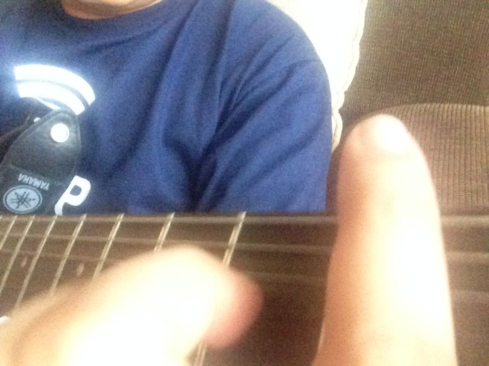 You then put the middle finger on the 3rd finger, second fret.