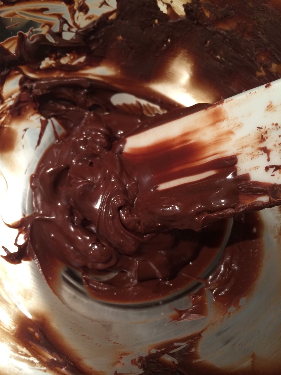 You wait untill the chocolate becomes a thick cream consistency