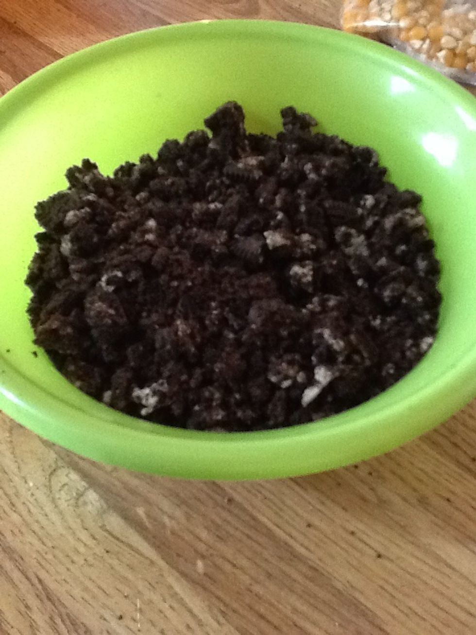 You want the Oreo pretty chunky but a little powdery