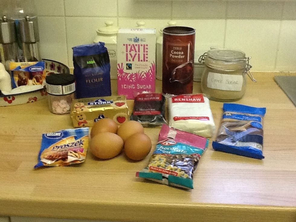 You want to get all of your ingredients ready but make sure your surface is clean enough because the ingredients can catch germs (2 minutes)