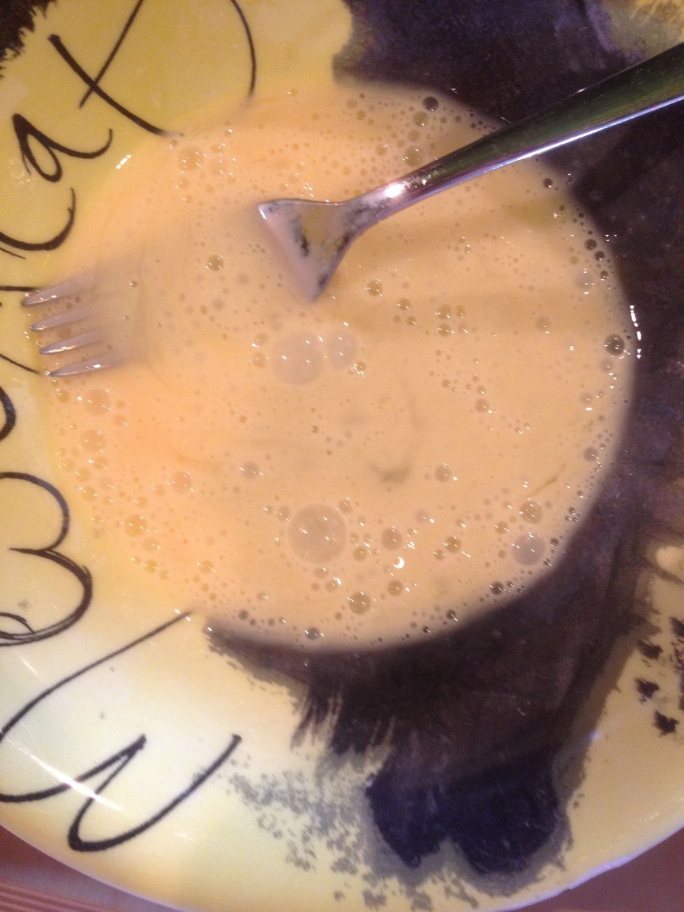 You want to get it beaten as well as you can, try not to leave any separate bits of yolk or white.