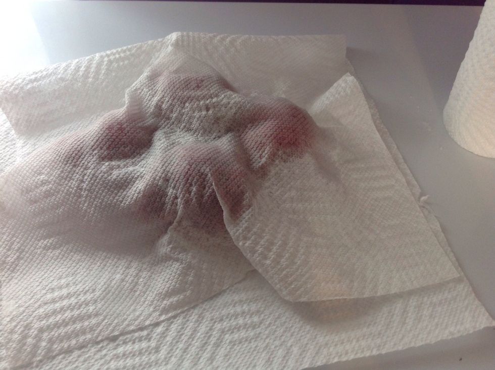 You want to wash the potatoes thoroughly, then dry them with a paper towel.