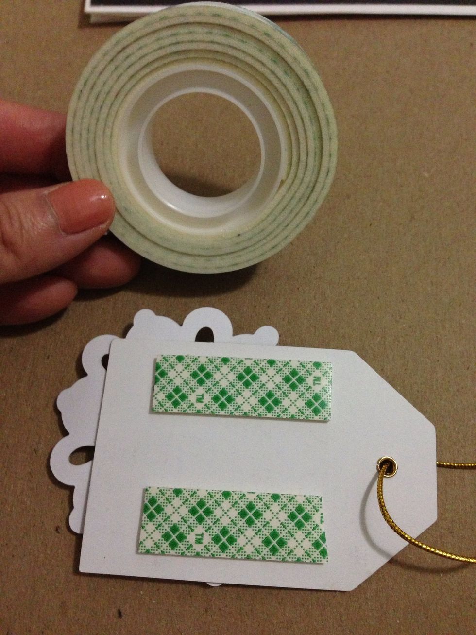 You want your gift tag to semi-pop! Therefore, use the foam tape to create a subtle elevation on the card. I promise it looks good in person!