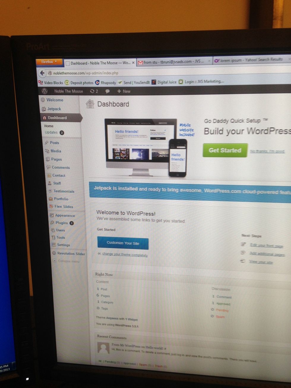 You will arrive at your Wordpress dashboard.