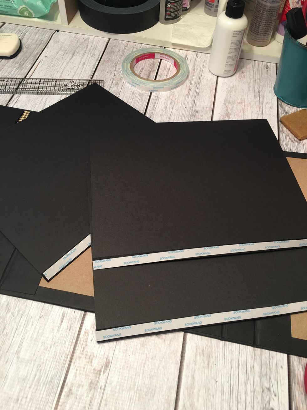 You will attach all three pages together before adhering them into the album.  One page stacks on top of the other. Be sure to line them up evenly and straight.