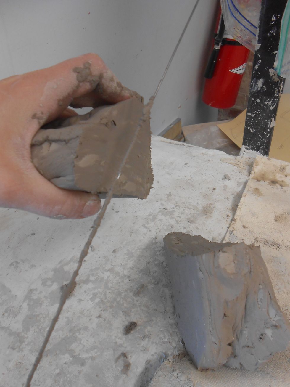 you will be cutting the clay a lot. just think CUT, STACK, SLAM ...REPEAT