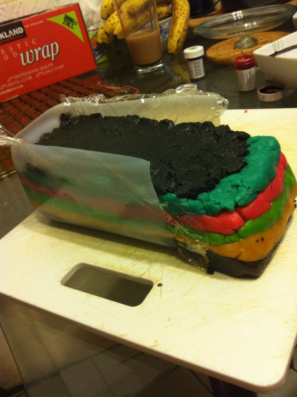 You will have a 6 layered loaf of rainbow cookie dough!