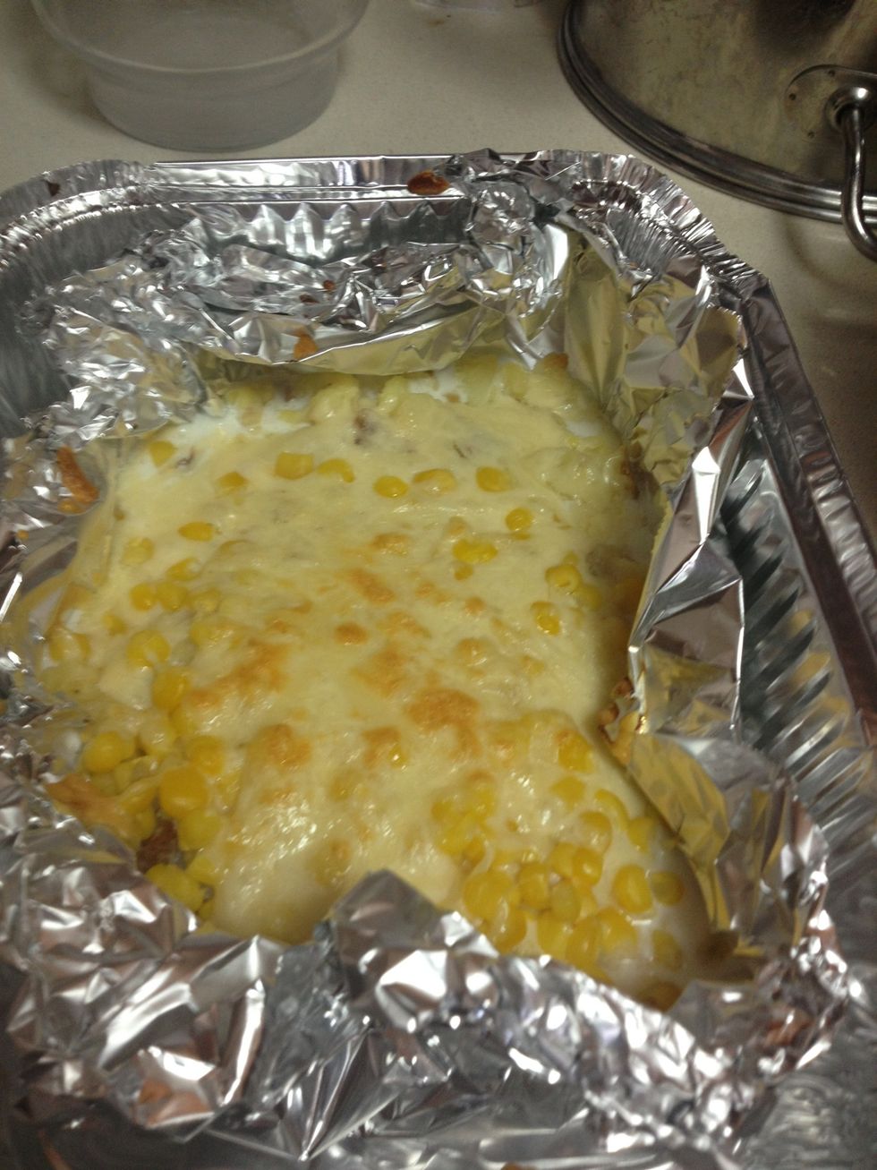 You will know it's ready when the cheese starts to get dark in color and crispy (yumm)