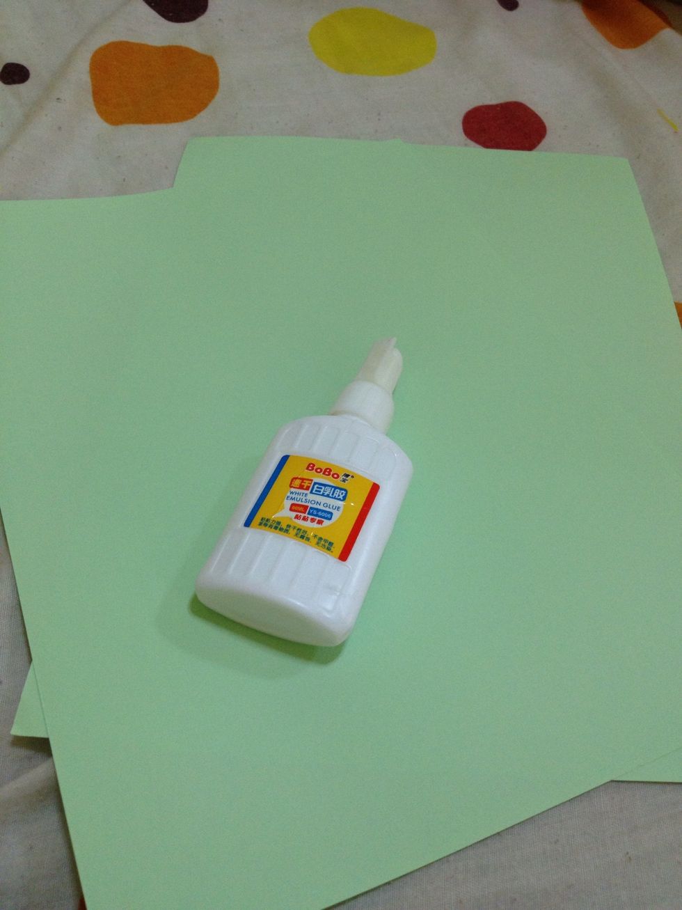 You will need: 2 colored papers or any color of your choice and a glue.