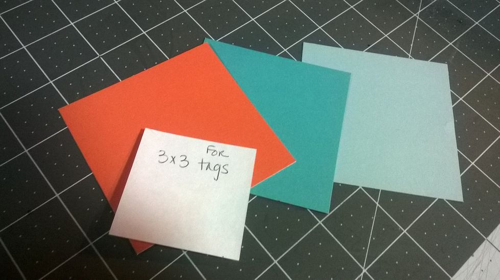 you will need 3 pieces of 3 x 3 inch cardstock for the tags
