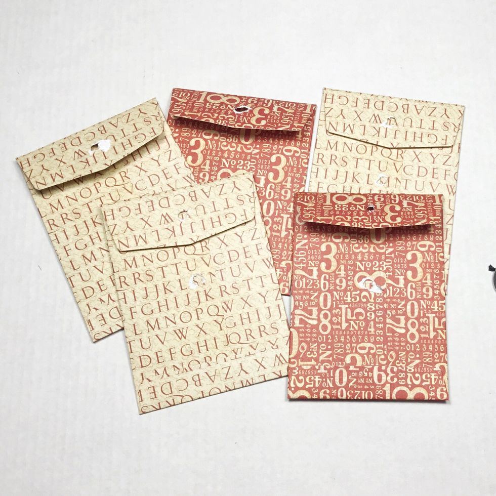 You will need 5 envelopes and remove the tie up strings and black tabs.