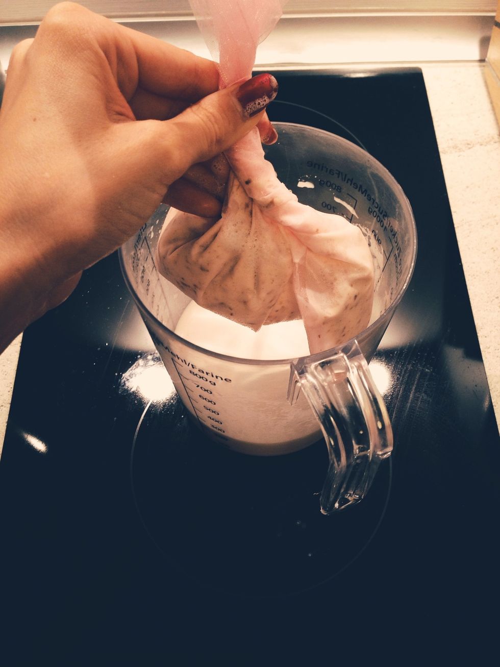 You will need a bag like this one/filter to strain the almonds.