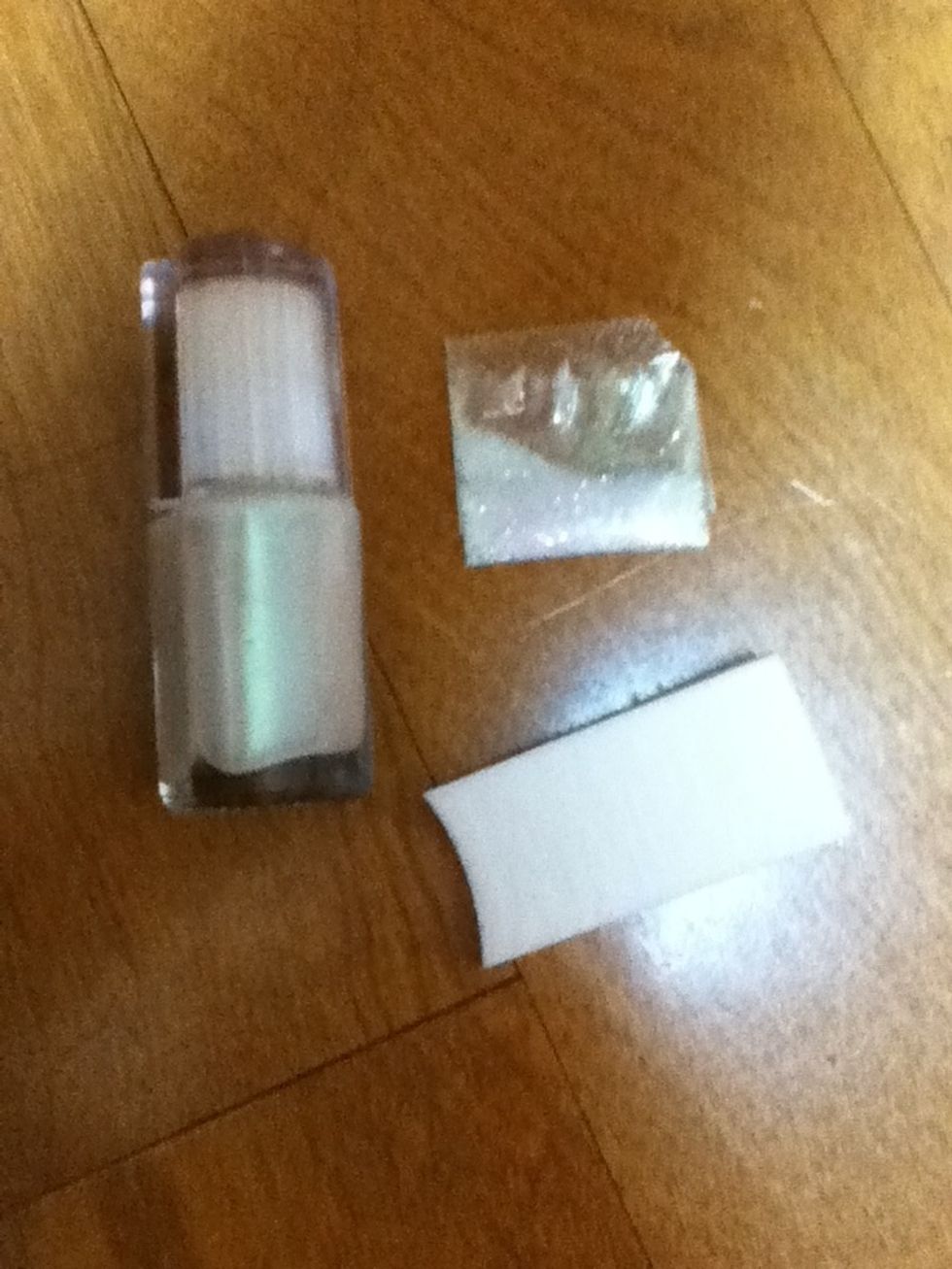 You will need nail polish that matches with your glitter and also, a foundation sponge
