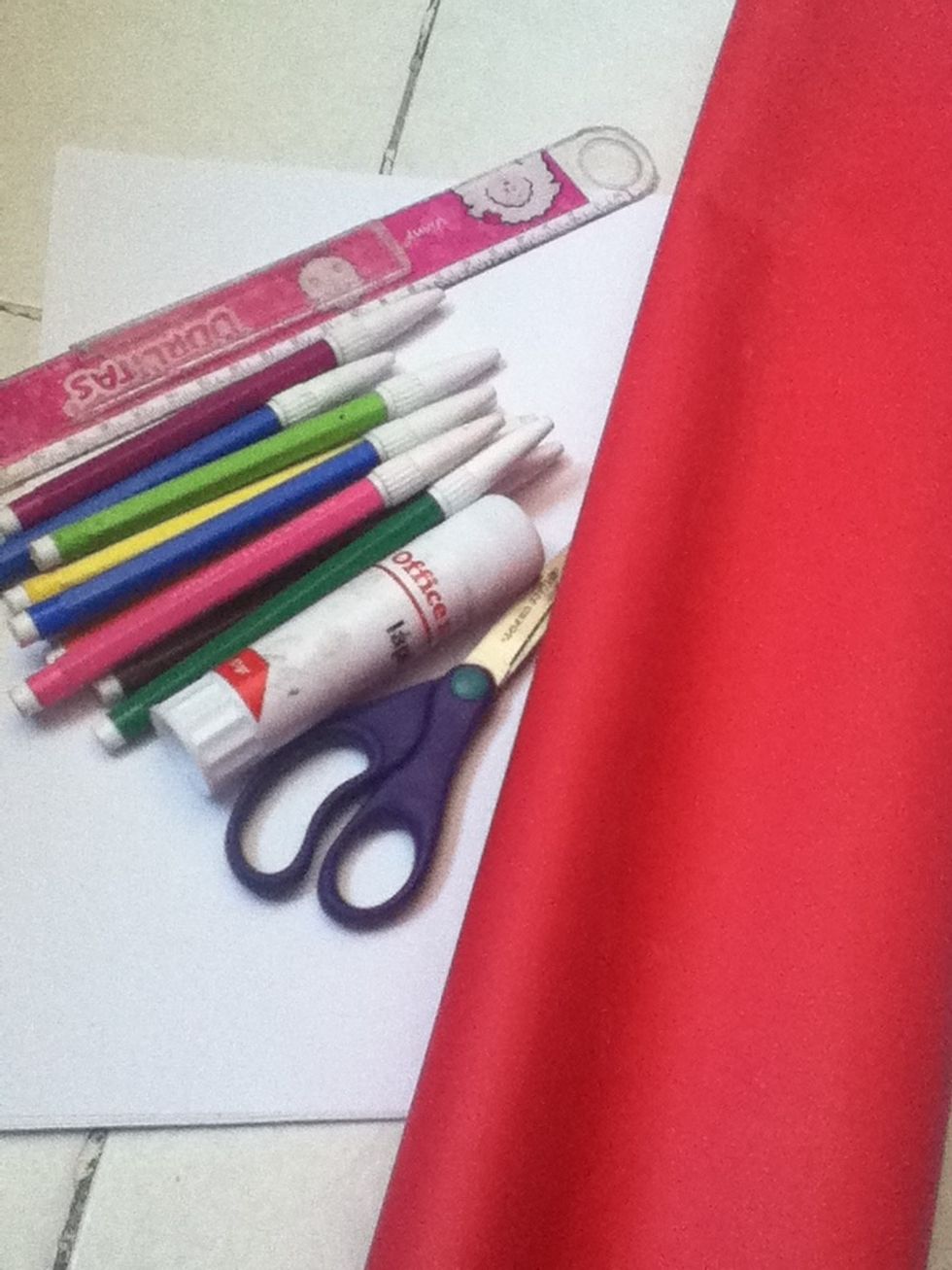 You Will need: scissors, glue, rule, pencil or pen, markers, stickers white sheets and a cardboard.