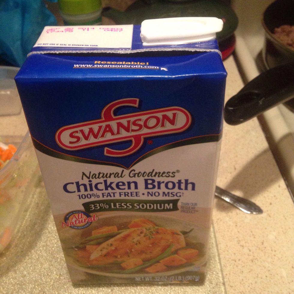 You will need three cups of chicken broth