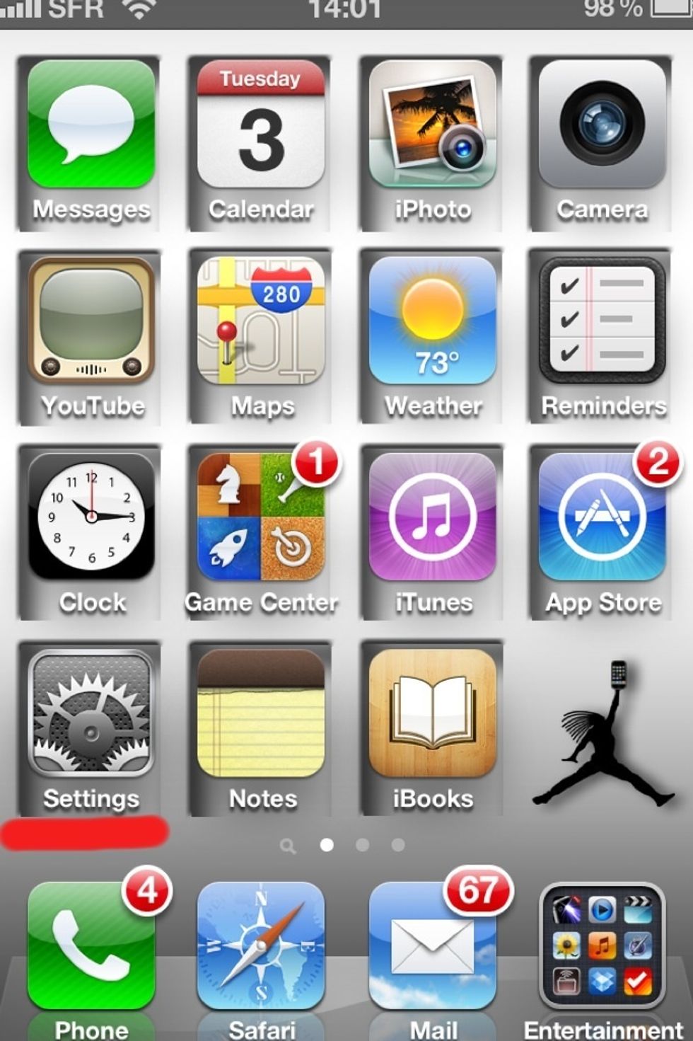 you will need to enable locations in both devices. For this guide I will be using an iPhone 4s and an ipad 2. Start by tapping on your settings app (the steps will be the same on the iPad)