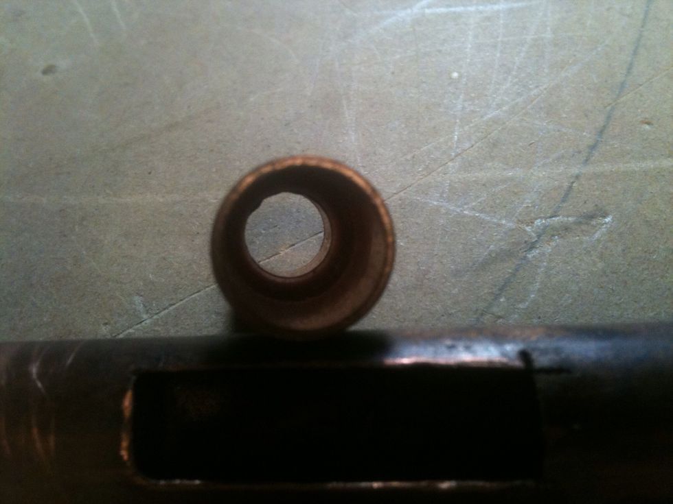 You will need to grind/sand down the stopper inside the reducer so that the 3/8 pipe can fit in. It's hard to see it in this pic, but it's there!!