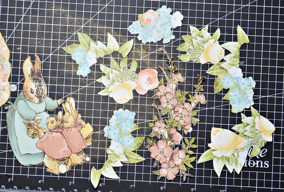 You will need to locate these images. These are cut from papers from G45 Once Upon A Springtime Collection and G45 Precious Memories Collection.