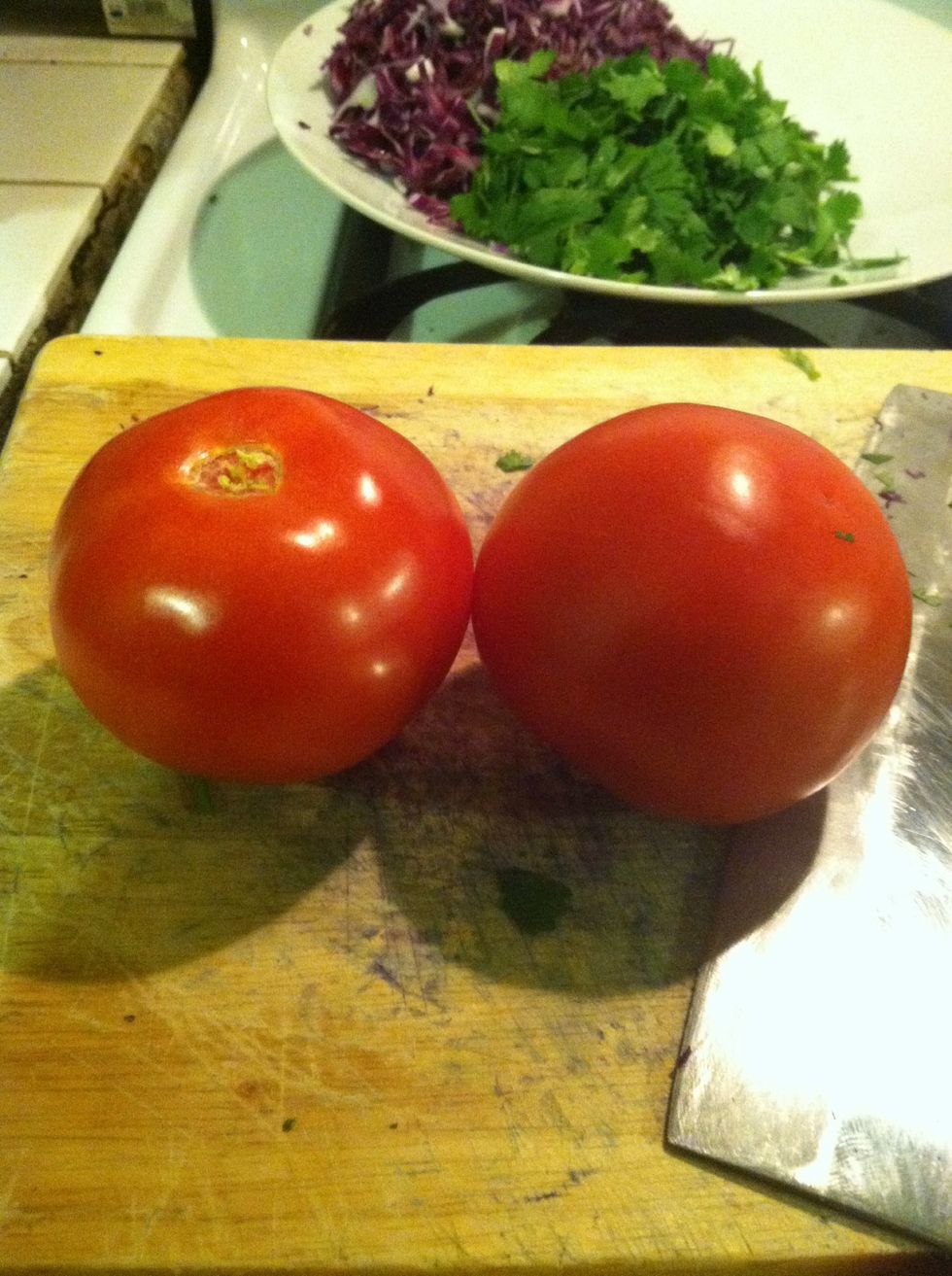 You will need tomato chopped down take the sees out.