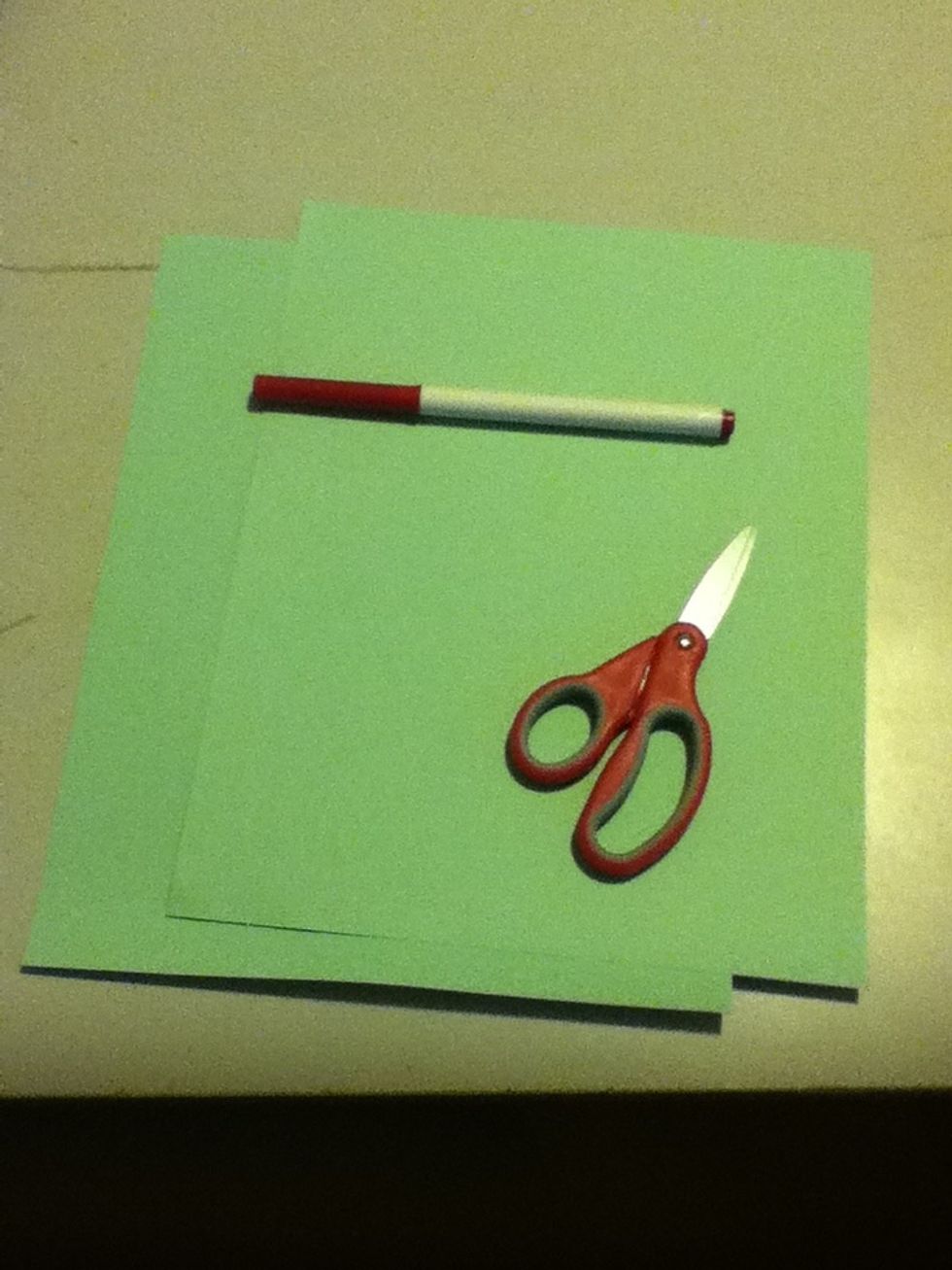 You will need two pieces of paper your color choice. You will need scissors and any color marker or crayon. Dont forget glue.