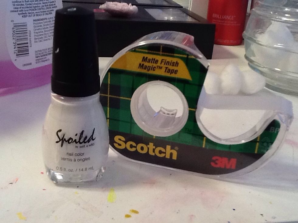 You will need white nail polish and tape