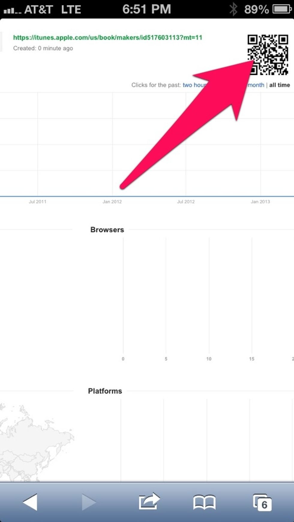 You will notice a QR code of your link has been created. Press and hold on the QR code.
