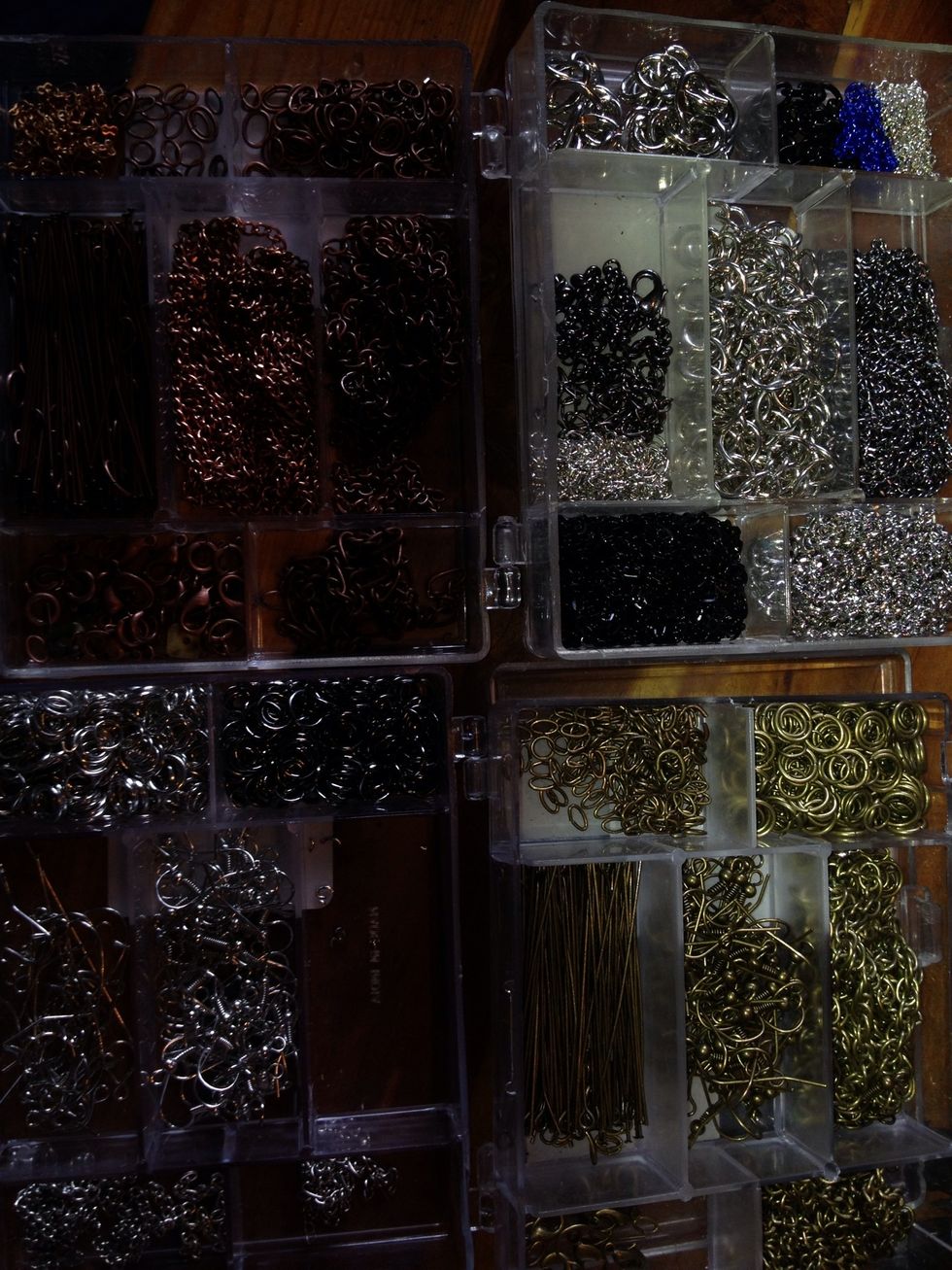 You will now need earring hooks, jump rings, chain, charms etc.