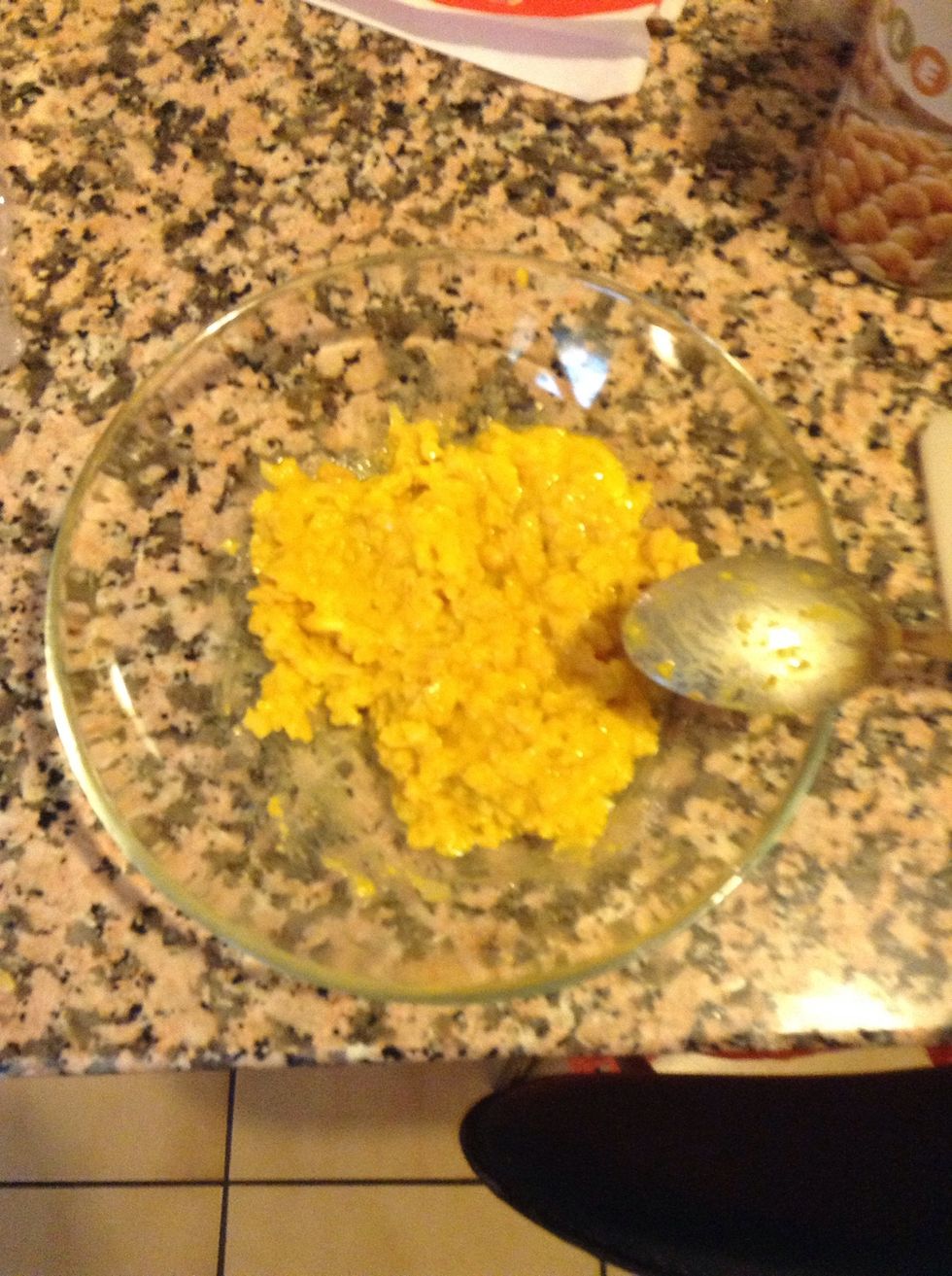 You will obtain a lumpy mixture. Add some breadcrumbs to keep it together.