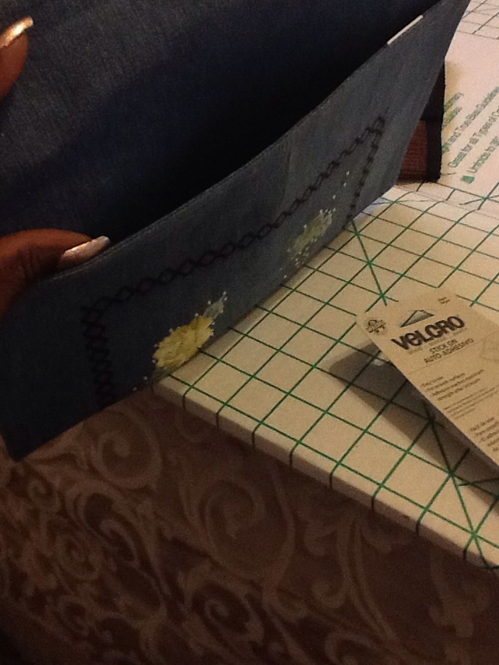You will place your contents inside after the glue dries. Allow about 30 minutes to an hour before placing items inside the bag.