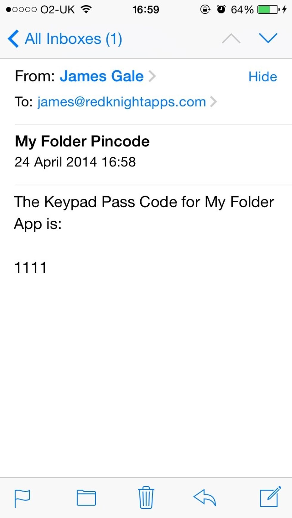 You will receive an Email with your pass code in. You will need to keep this email safe, as this is the only way to find your pass code if you forget it in the future!