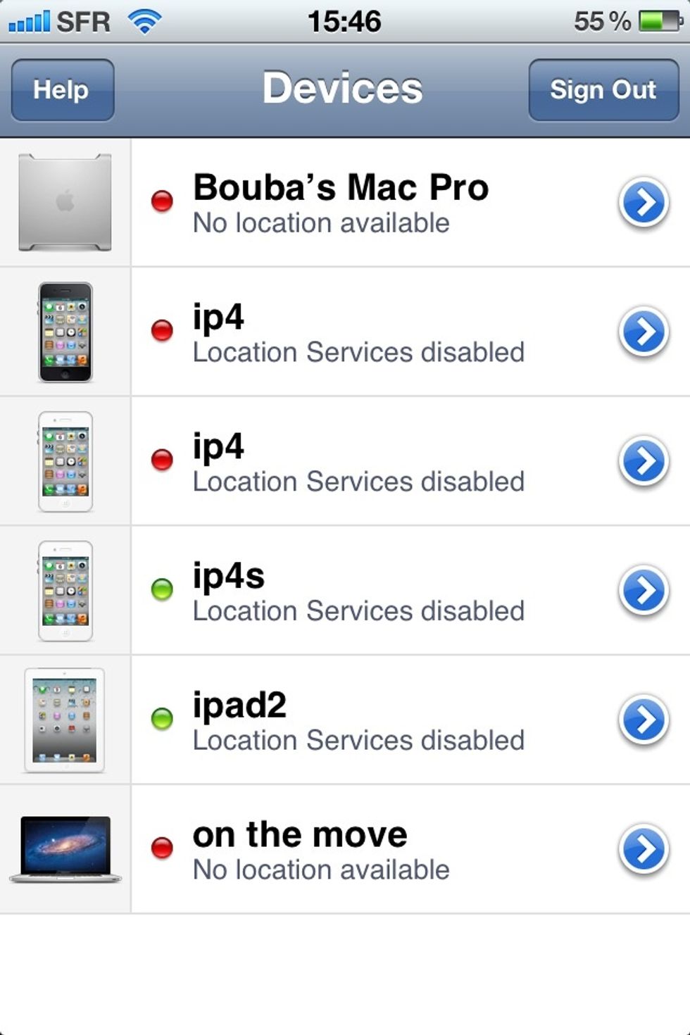 You will see a list of all the devices on which you have enabled "find my iPhone" . If locations is enabled on a device you can locate it on a map by tapping on it