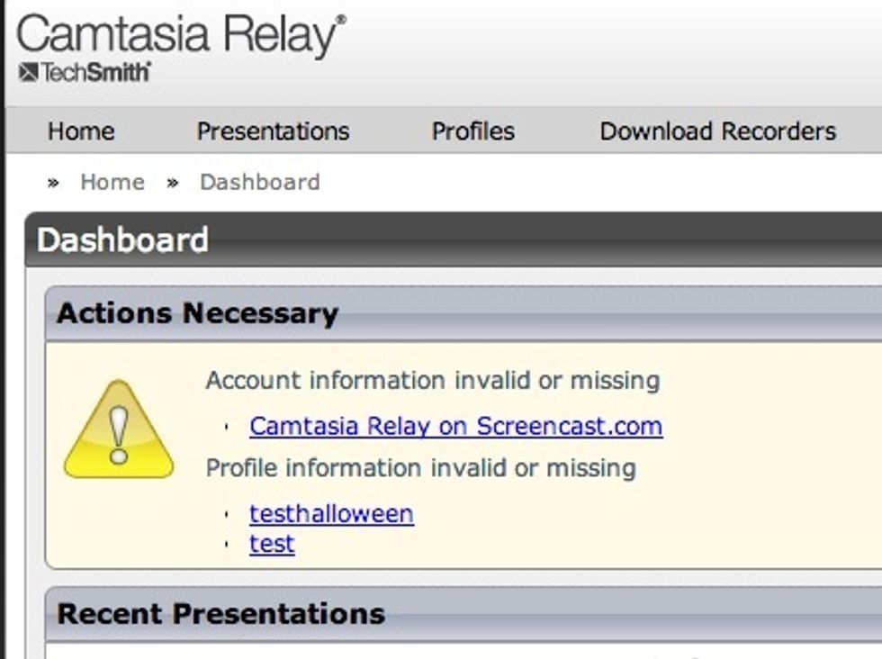 You will see that the screencast account information is neccessary. Fill in that information. See the next screen.