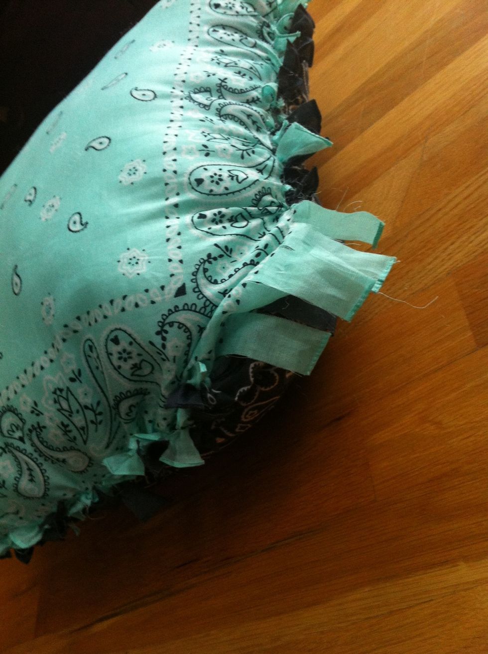 you will stuff the pillow at the spot where you left the strips untied