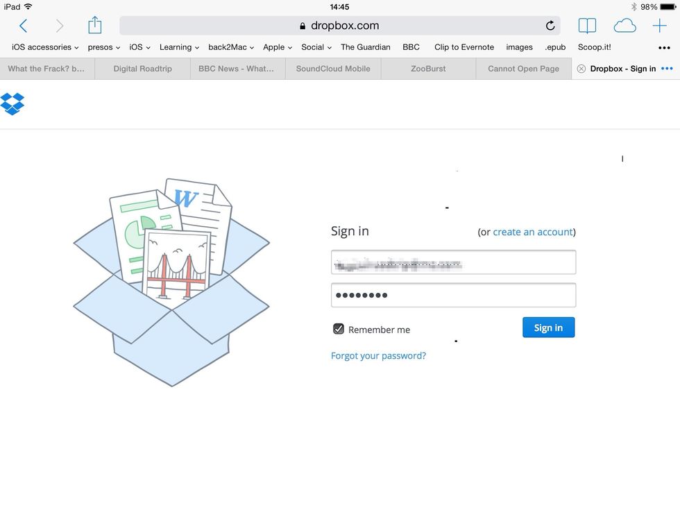 You will then asked to sign into your Dropbox. You only need to do this once to set up dbinbox!