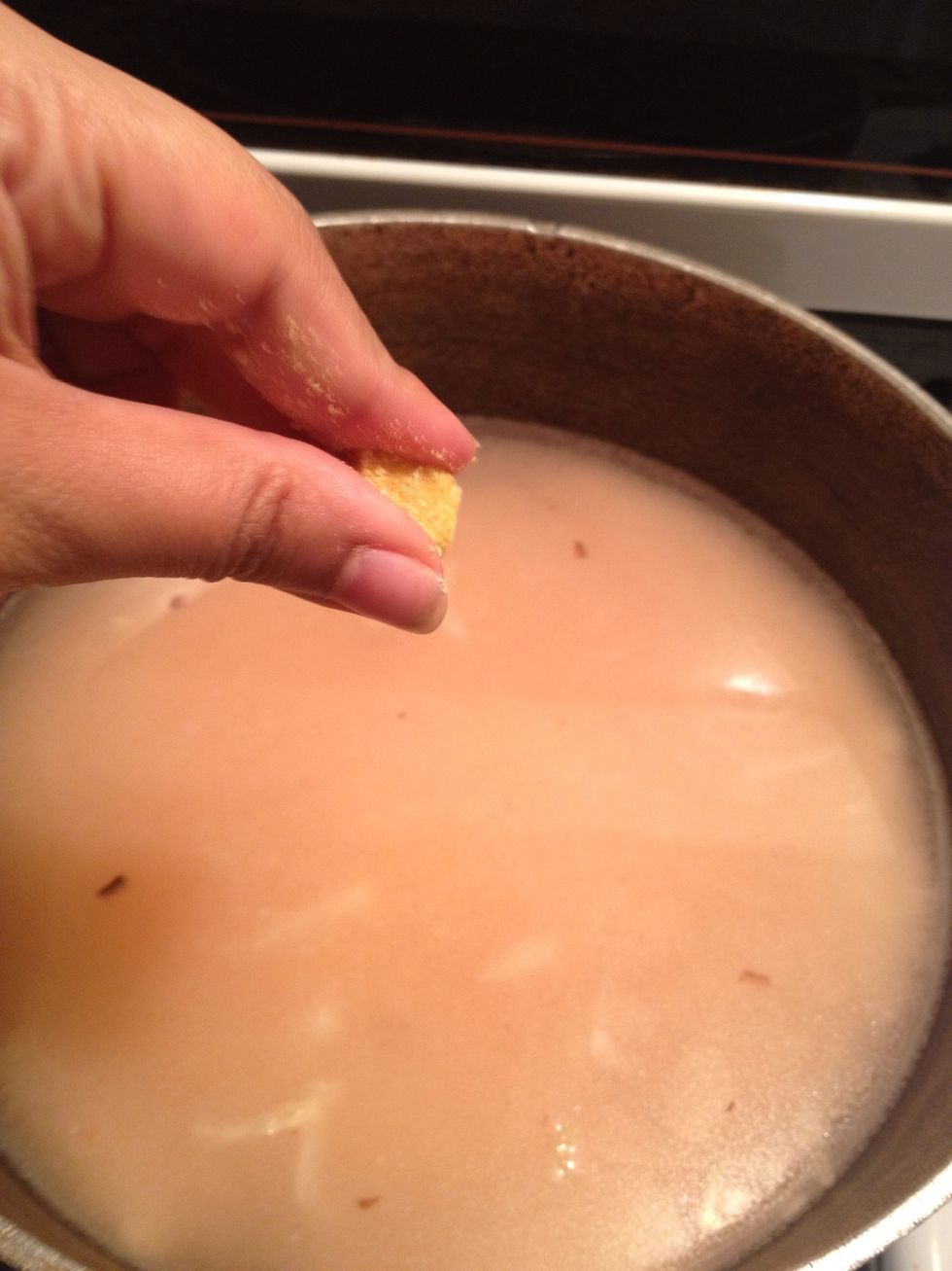 You will want to break up the 5 chicken bouillon cubes and add them to the rice. It will make it much more difficult for them to dissolve if you throw them in whole.