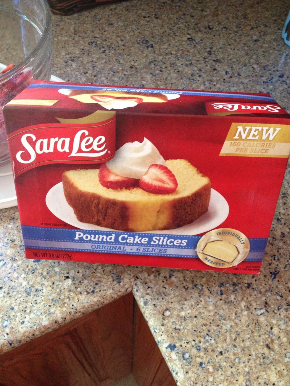 You will want to get your pound cake slices out of the freezer now and set them on the counter, at room temperature, for one hour.