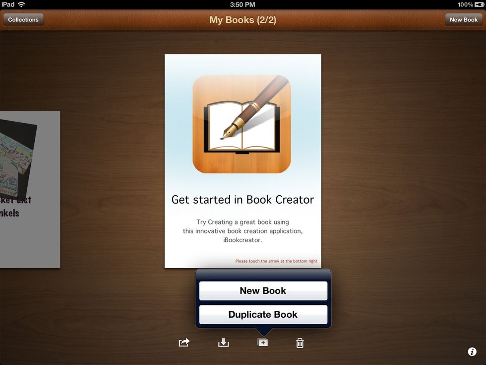 You will want to press the plus symbol to add or create a new book or duplicate a book.
