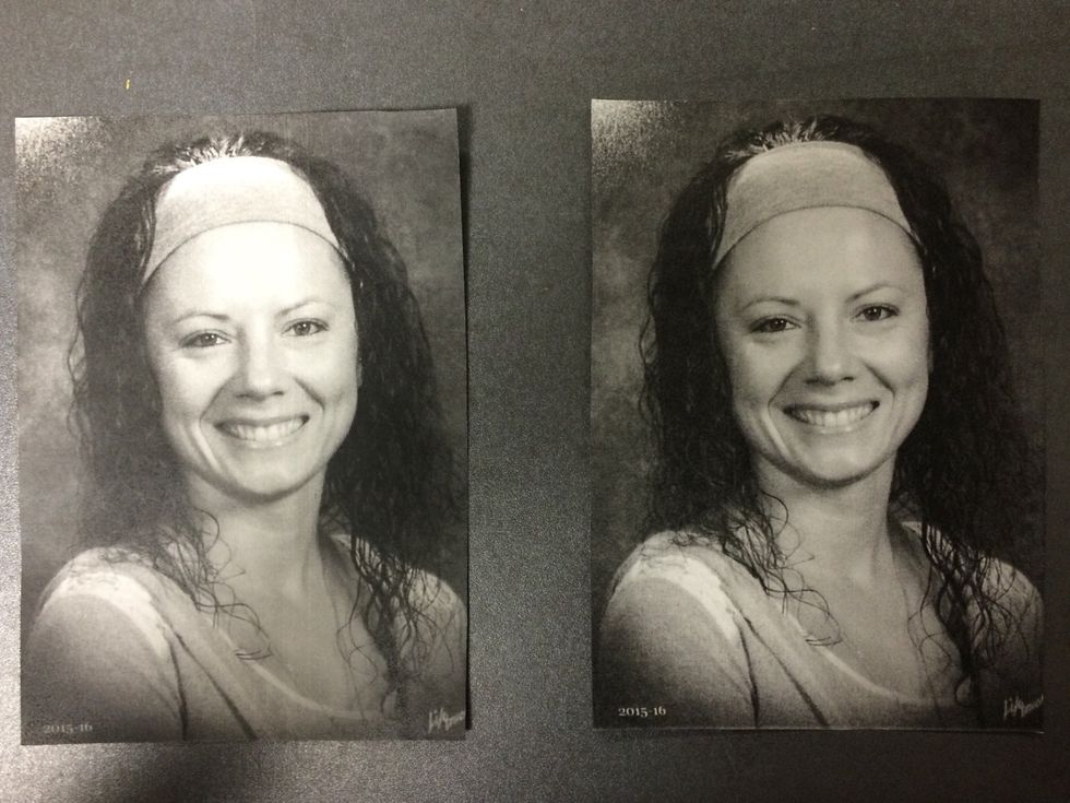 Your 2 photos should look like this when you are done cutting (only your face and not mine \ud83d\ude09). Put one photo in your bin.